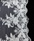White Sequin Embroidered Lace Fabric by the Yard, 54" Wide Floral Mesh Lace with Double Scalloped Edges